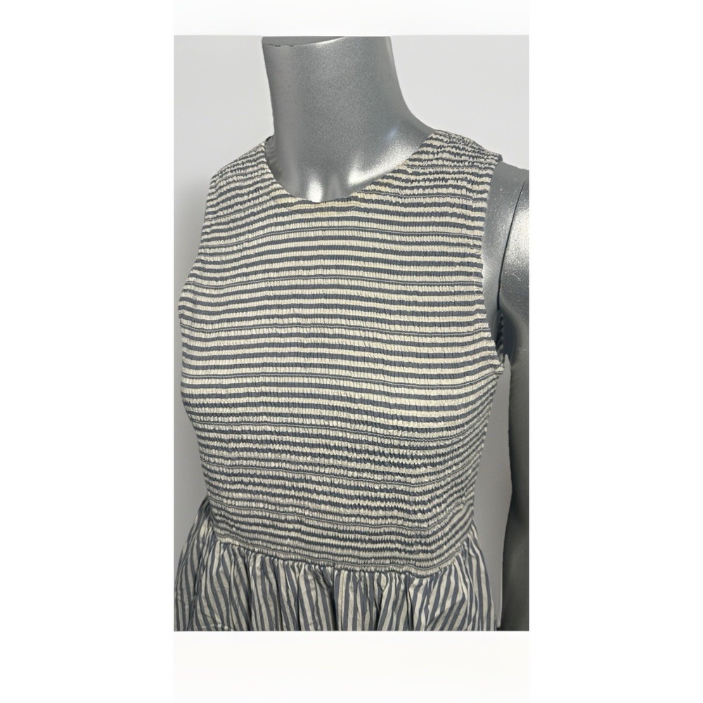 Marine Layer Darcy Smocked Poplin Dress S Pima Cotton  NWT Navy  Stripe - Picture 11 of 16